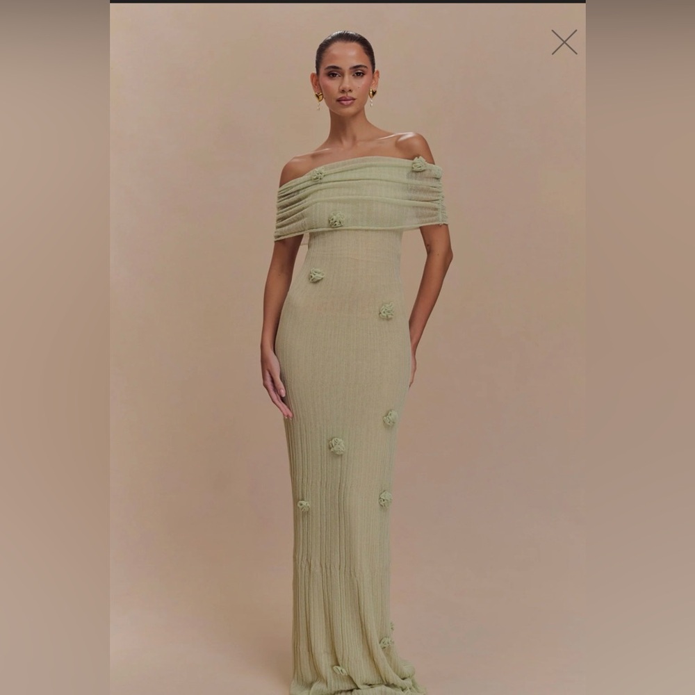 Meshki Strapless Light Green Dress
